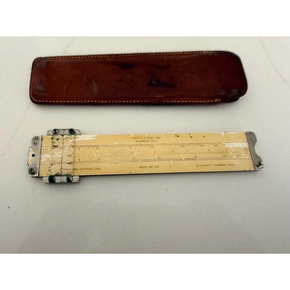 Pickett & Eckel Vintage Slide Rule Model 200 Leather Case Small 6